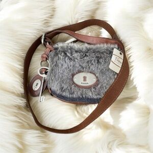 FOSSIL Maddox Small Flap Crossbody Bag New Rare Purse Original Key Fob Charm